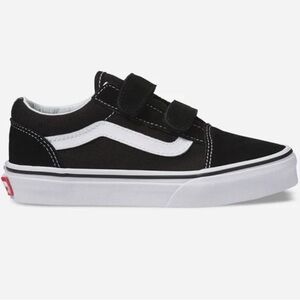 VANS Old Skool V Kids Velcro Shoes size 12 little kid preowned black in color